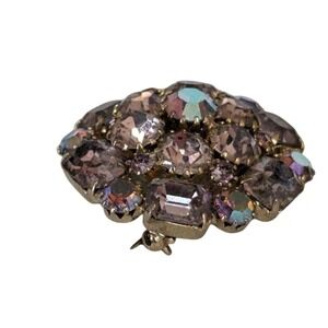 vintage Weiss brooch pin pink tones aurora borealis mound 1.5" statemen